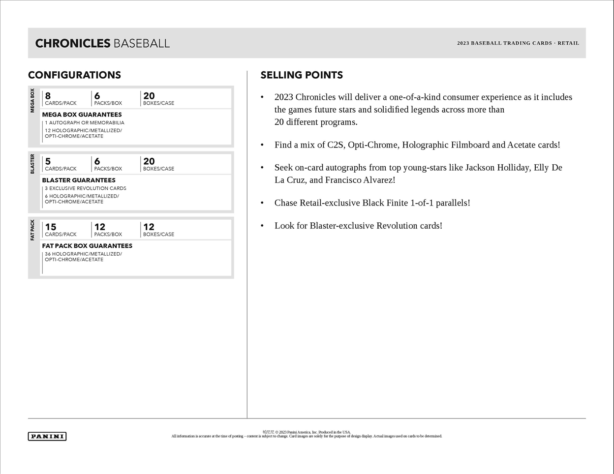 2023 Panini Chronicles Baseball 20 Mega Box Case