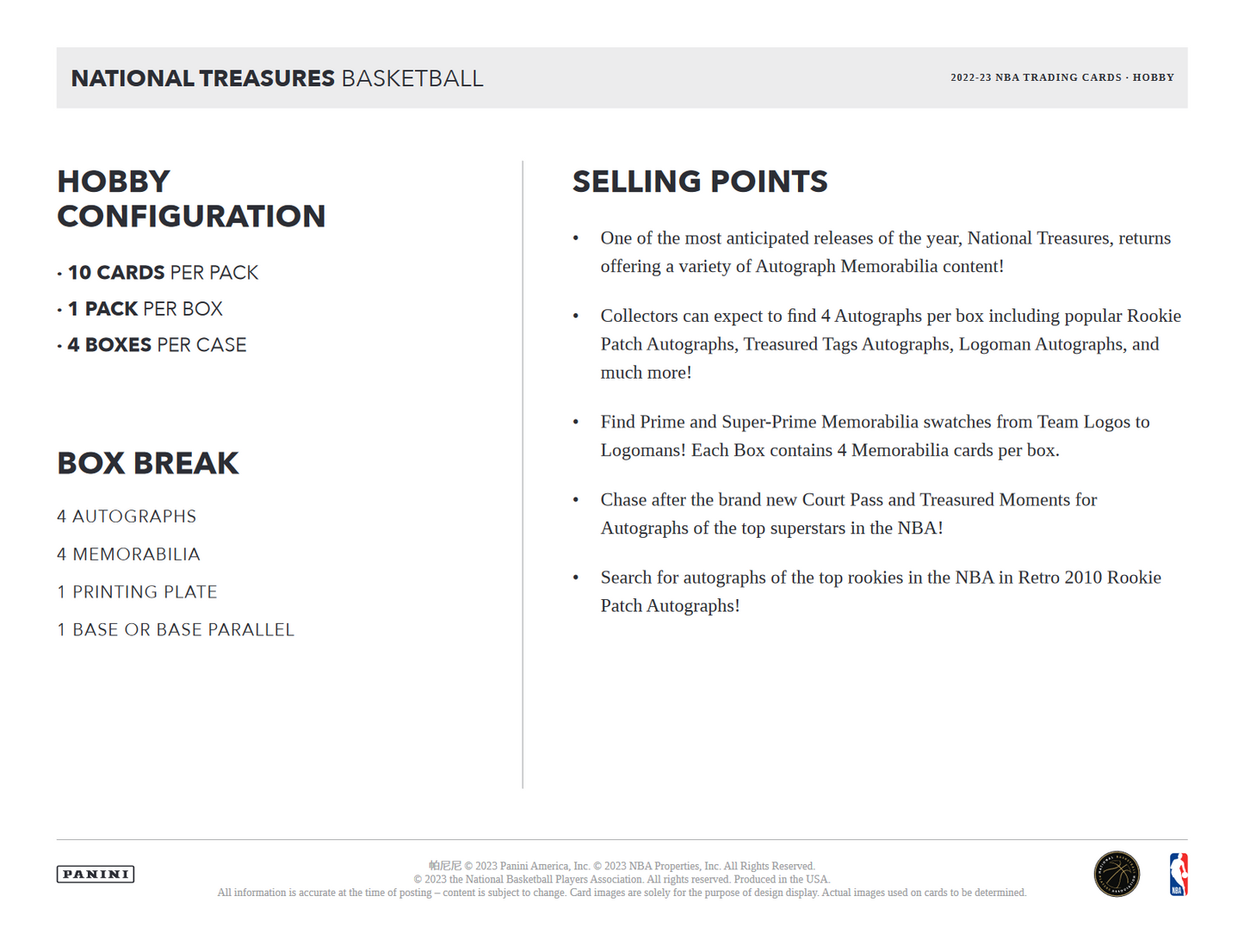 2022-23 Panini National Treasures Basketball Hobby Box