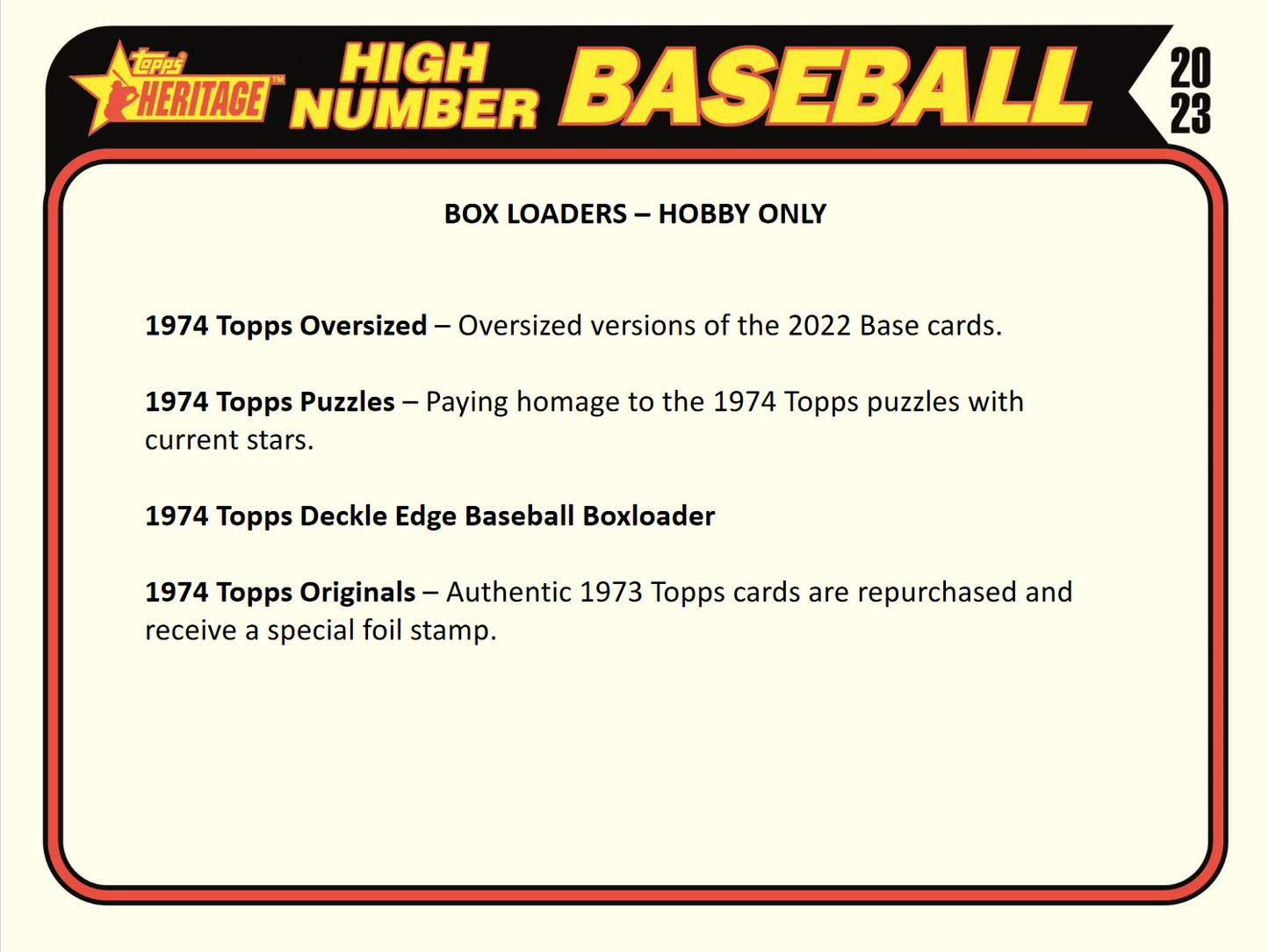 2023 Topps Heritage HIGH Number Baseball Hobby 12 Box Case