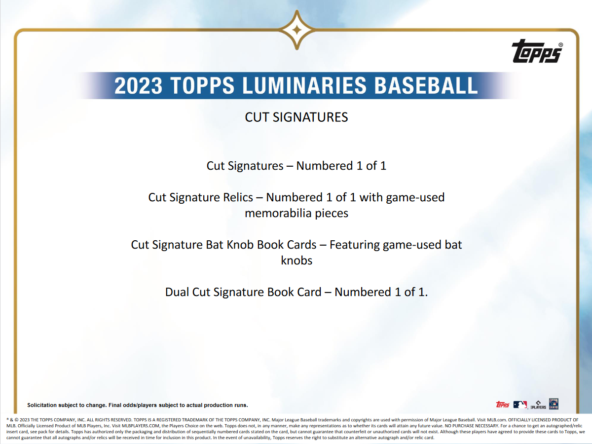 2023 Topps Luminaries Baseball Hobby 12 Box Case