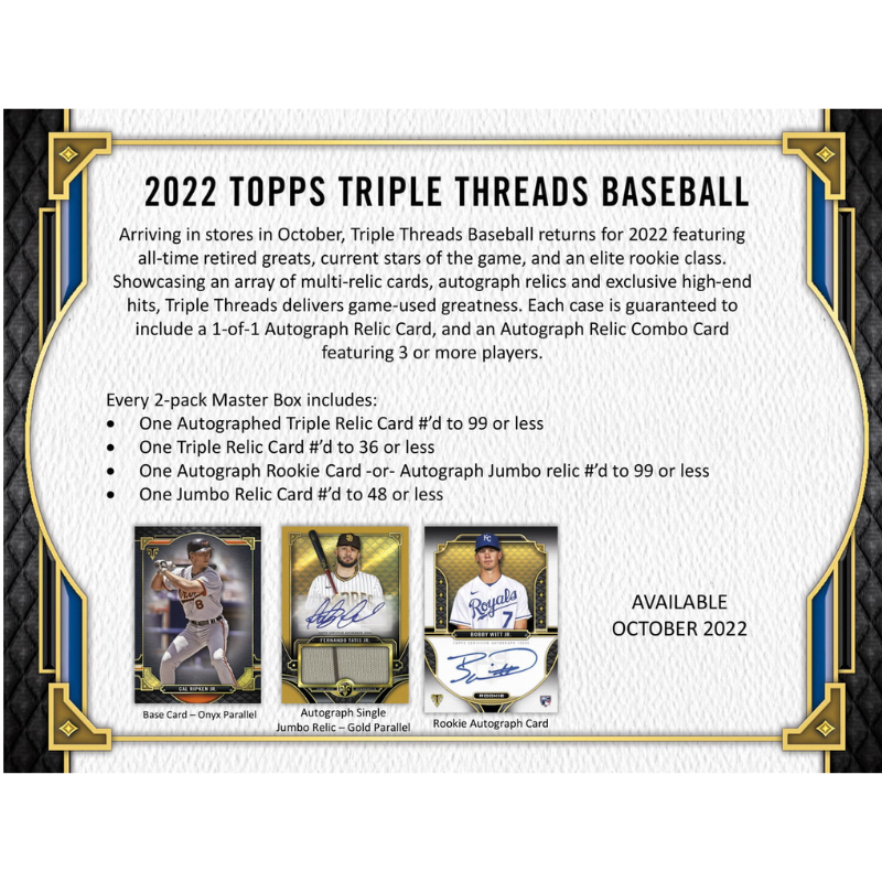 2022 Topps Triple Threads Baseball Hobby Box