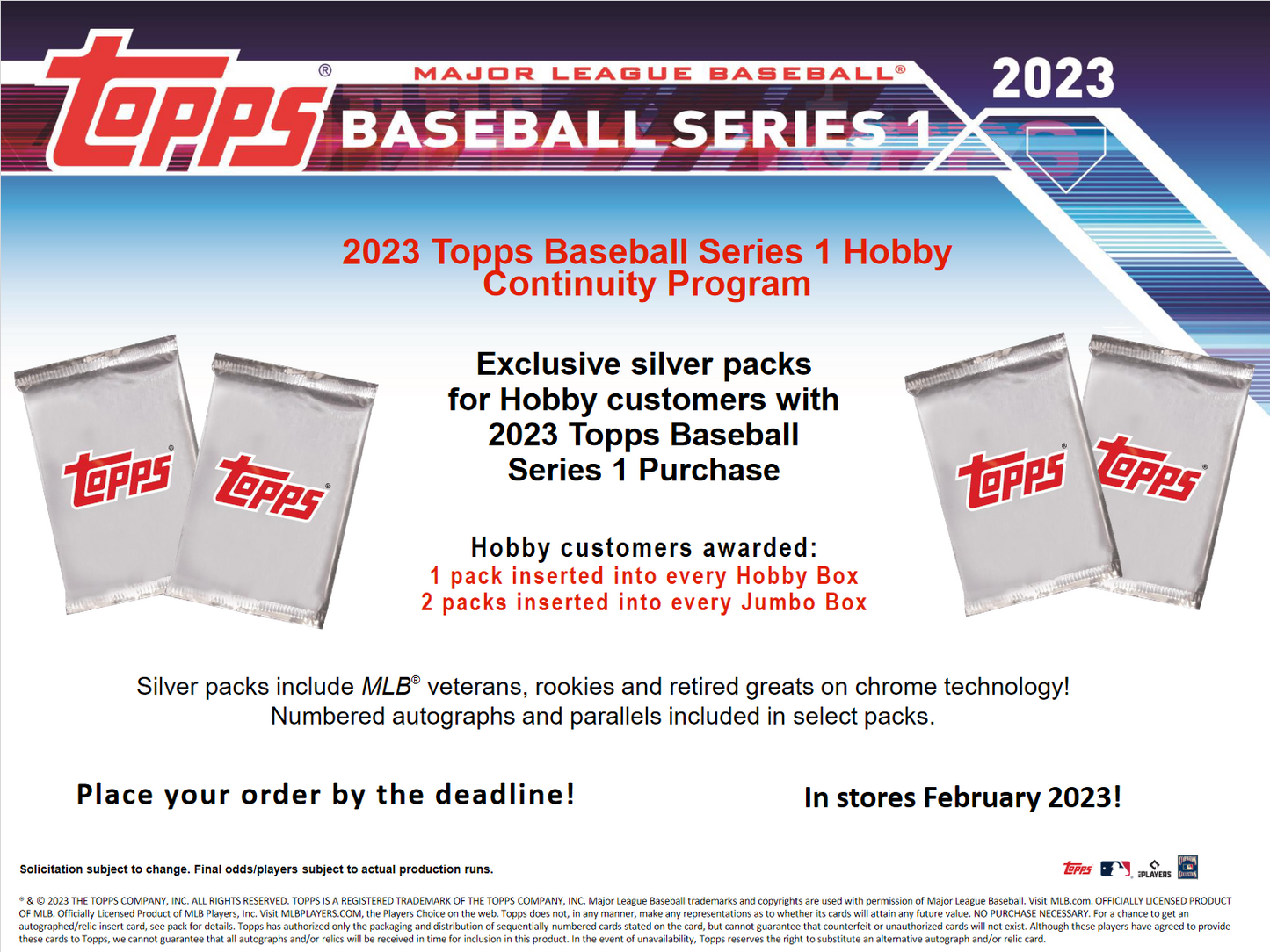 2023 Topps Series 1 Baseball Jumbo 6 Box Case
