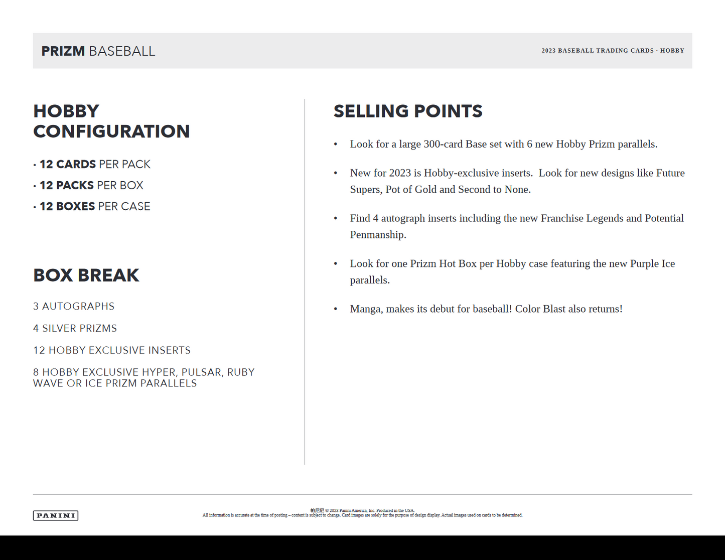 2023 Panini Prizm Baseball Hobby 12 Box Case