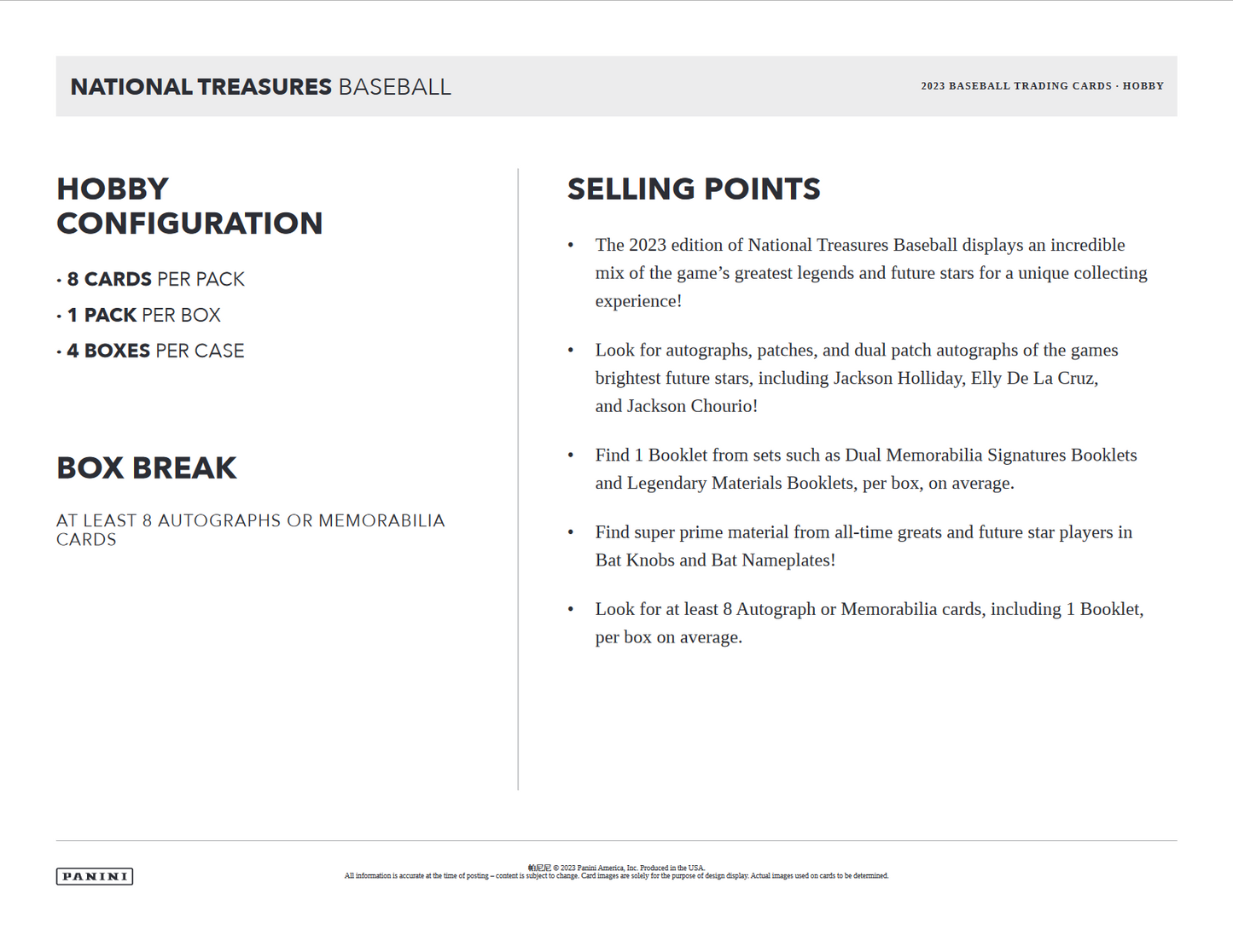 2023 Panini National Treasures Baseball Hobby Box