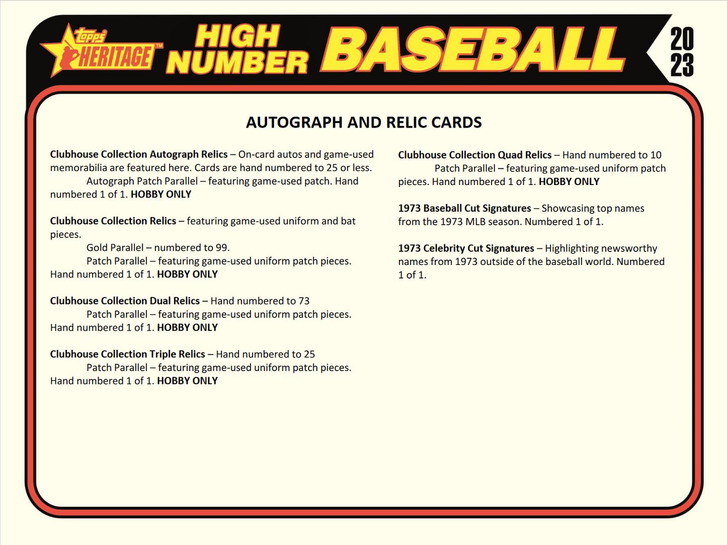 2023 Topps Heritage HIGH Number Baseball Hobby 12 Box Case