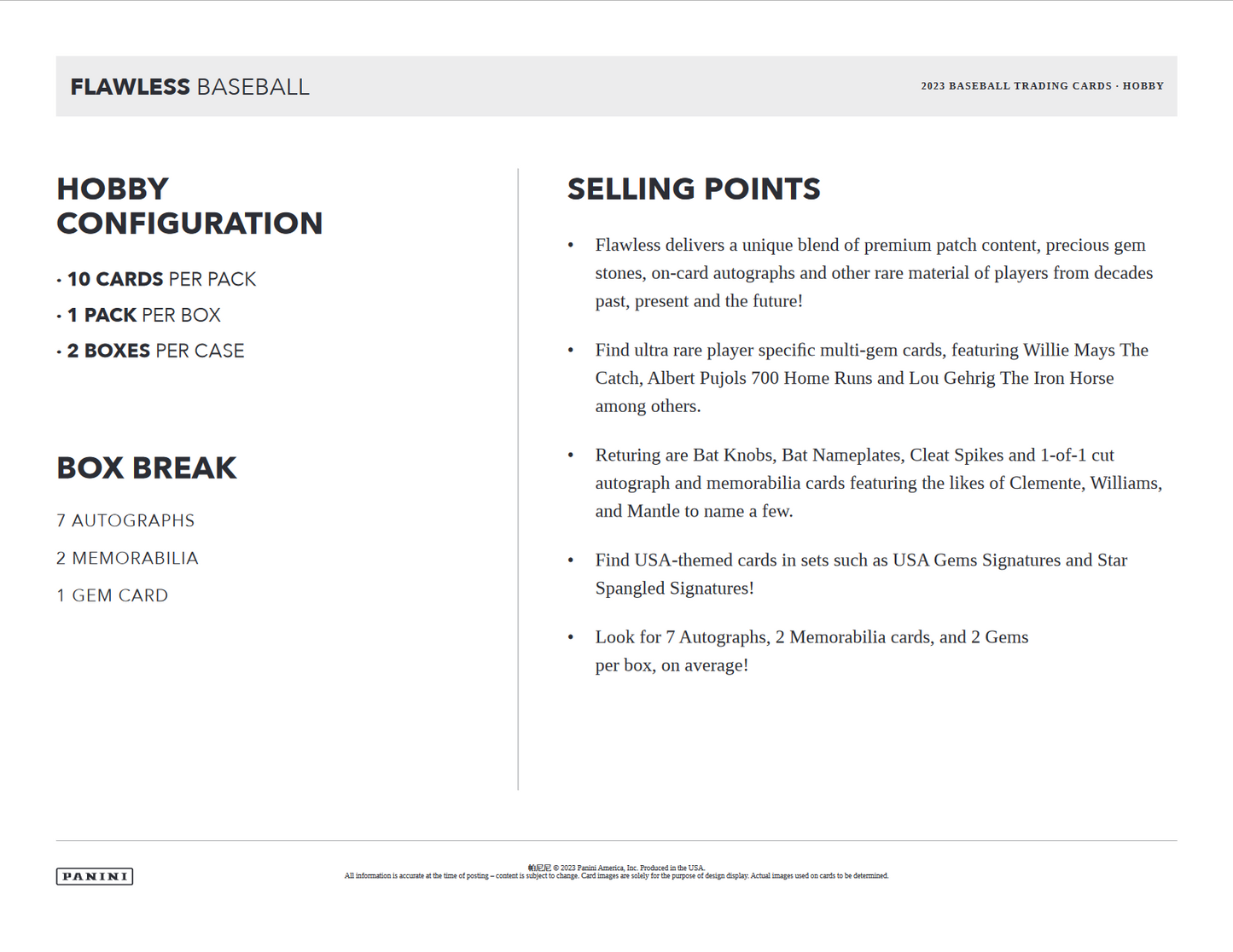 2023 Panini Flawless Baseball Hobby 2 Box Case