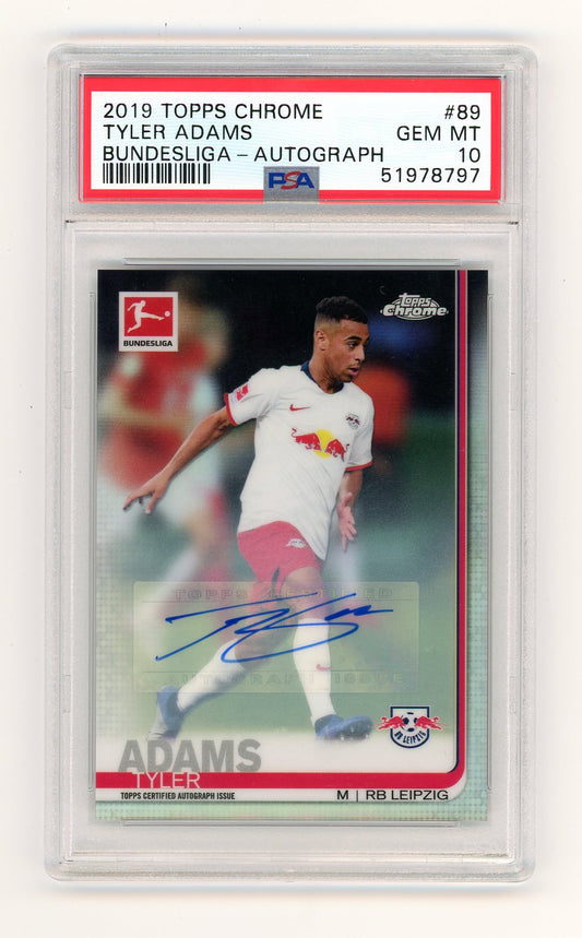 Tyler Adams 2019 Topps Chrome Bundesliga Base Autograph PSA 10