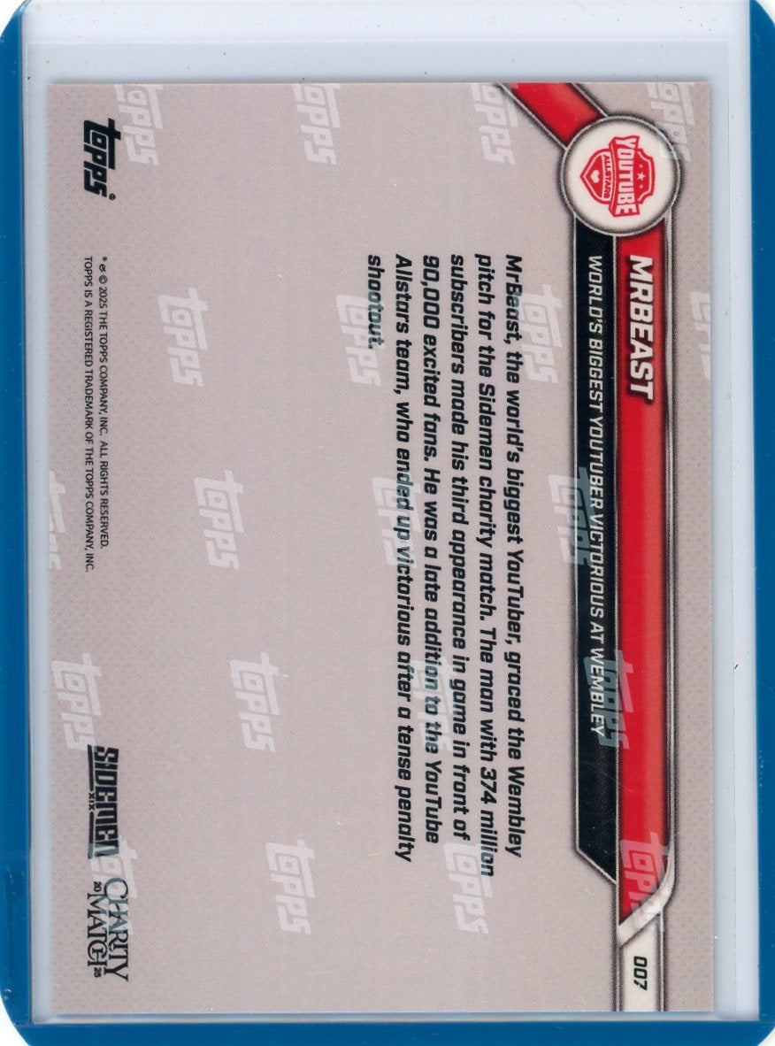 MrBeast - 2025 Sidemen Charity Match Topps NOW® Card orange foil #'d 12/25