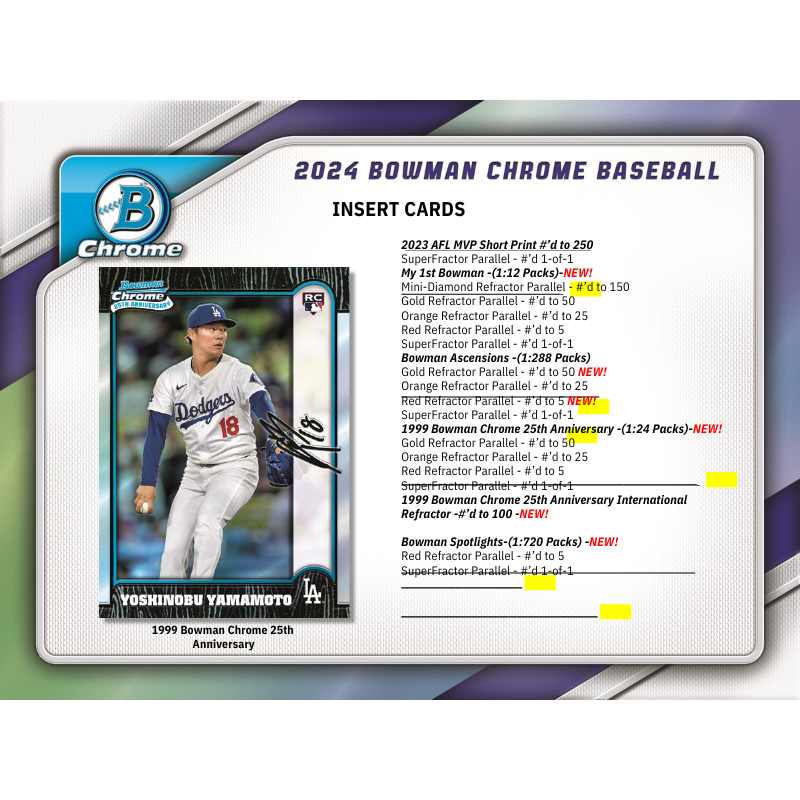 2024 Bowman Chrome Baseball Hobby Box