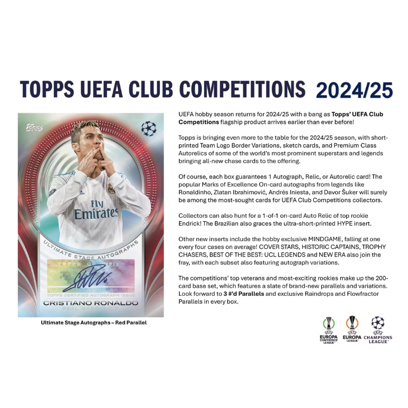 2024/25 Topps UEFA Club Competitions Soccer Hobby 12-Box Case